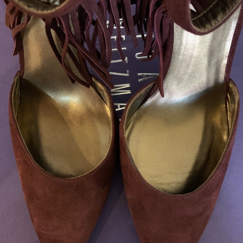 NEW Stuart Weitzman Fringelica Suede Pumps - Picture 11 of 13